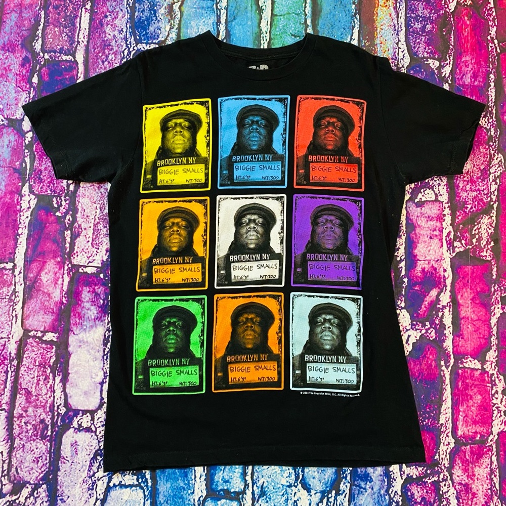 Design R+D Notorious Biggie Smalls Retro Hip Hop Brooklyn Mugshot Tee size M